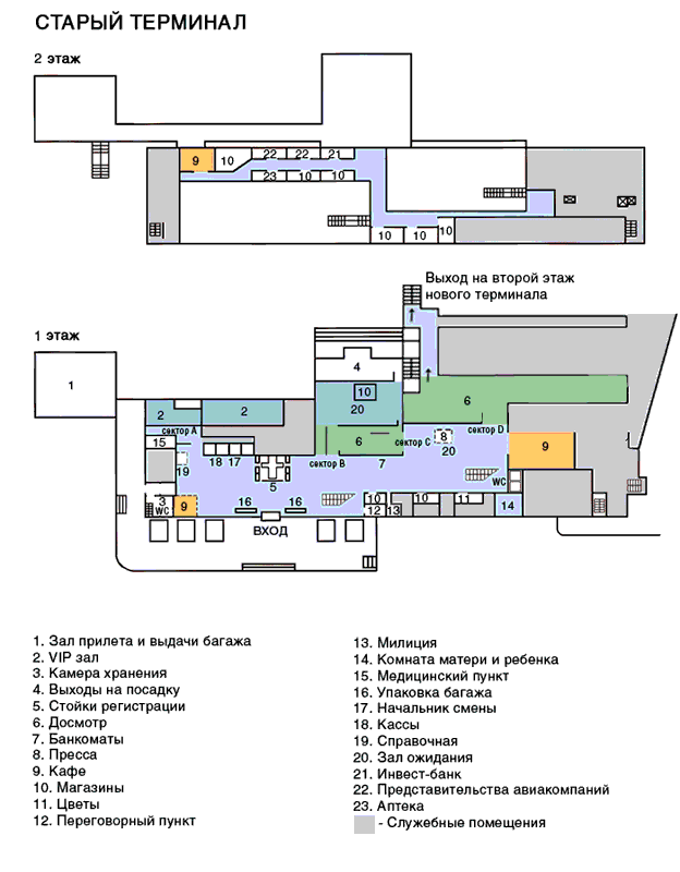 Схема старого терминала аэропорта Калининград